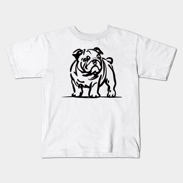 This is a simple black ink drawing of a bulldog Kids T-Shirt by WelshDesigns